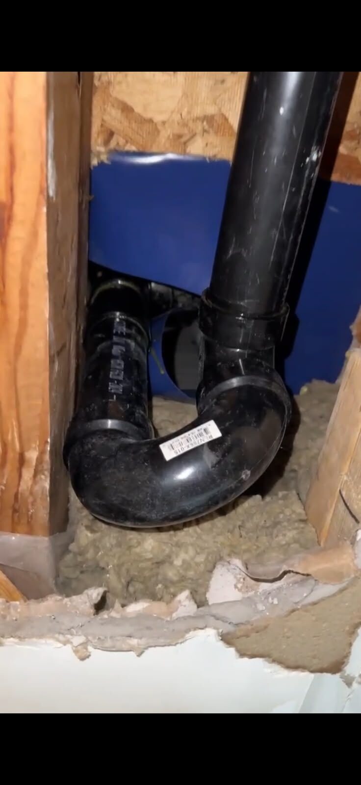 ABS drain trap replacement inside an opened wall
